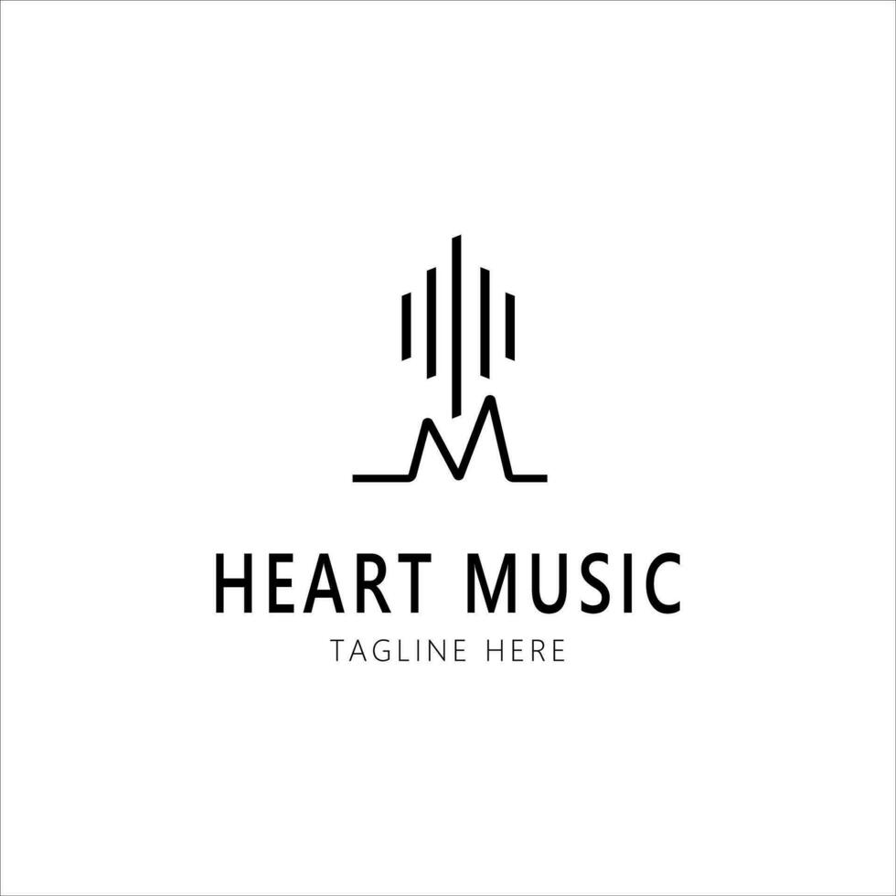 música logo, música icono, logo diseño, música marca, música logo, ambiente música, corazón música vector