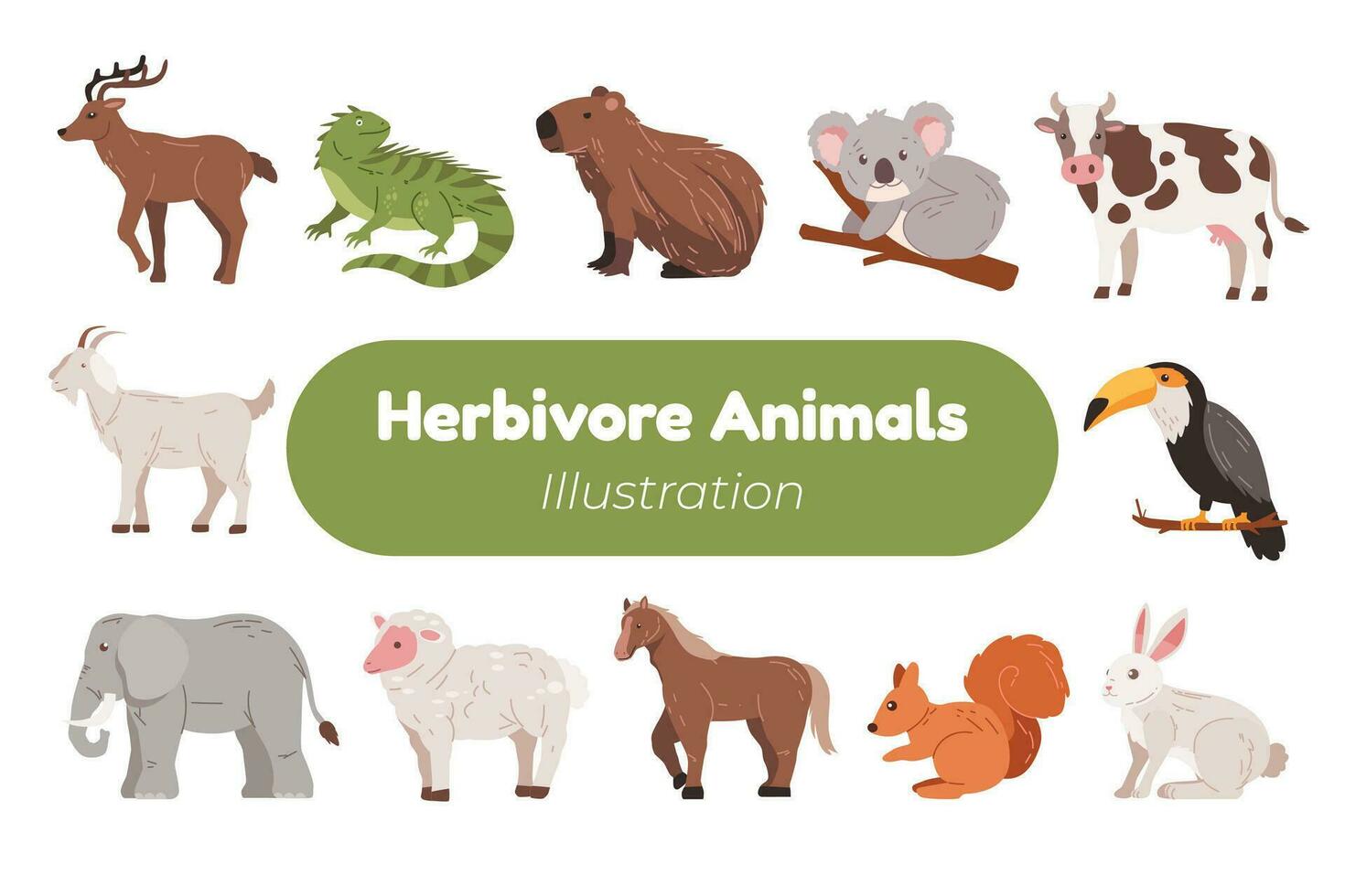 adorable herbivore animal illustration vector