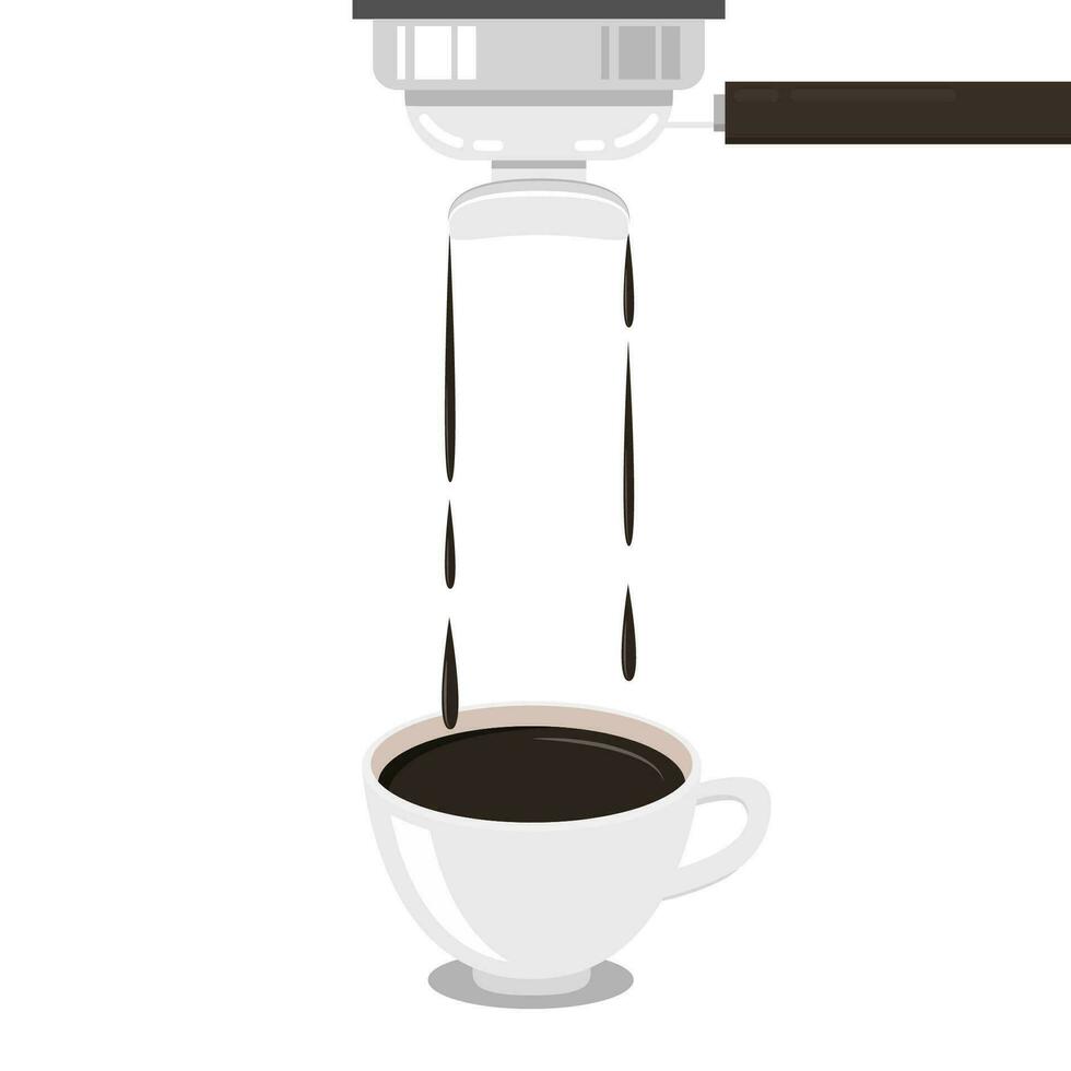 Espresso coffee vector. Coffee cup on white background. Espresso coffee maker. vector