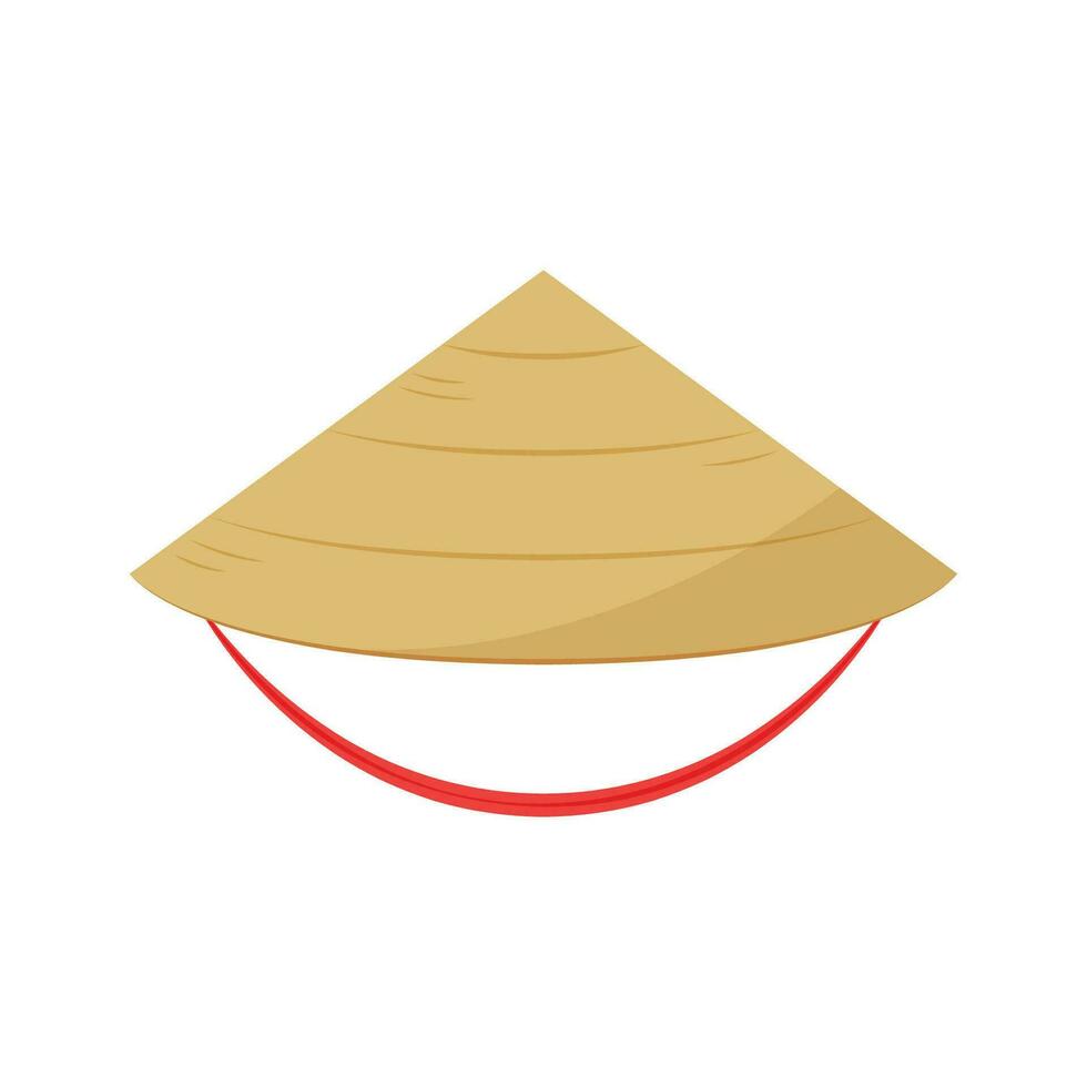 Straw hat vector on white background. Asian conical hat.