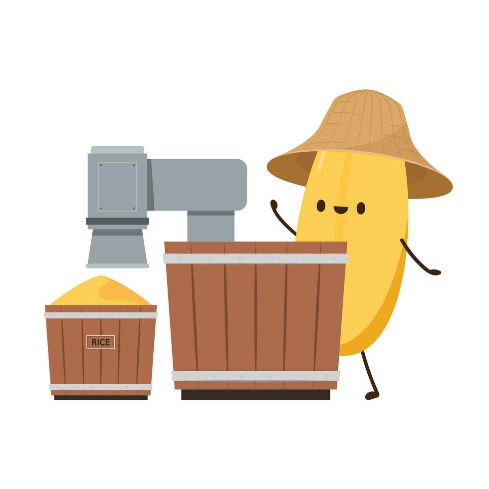 Rice character design. rice vector on white background. rice seed.