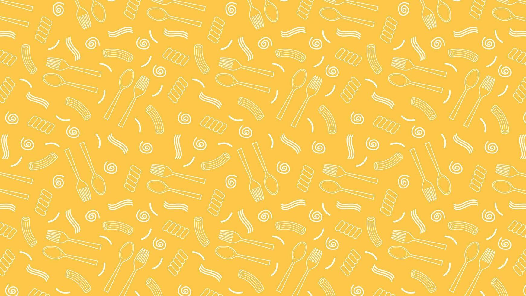 Pasta noodle. Pattern of traditional pasta shapes. Different types of macaroni. Vector illustration.