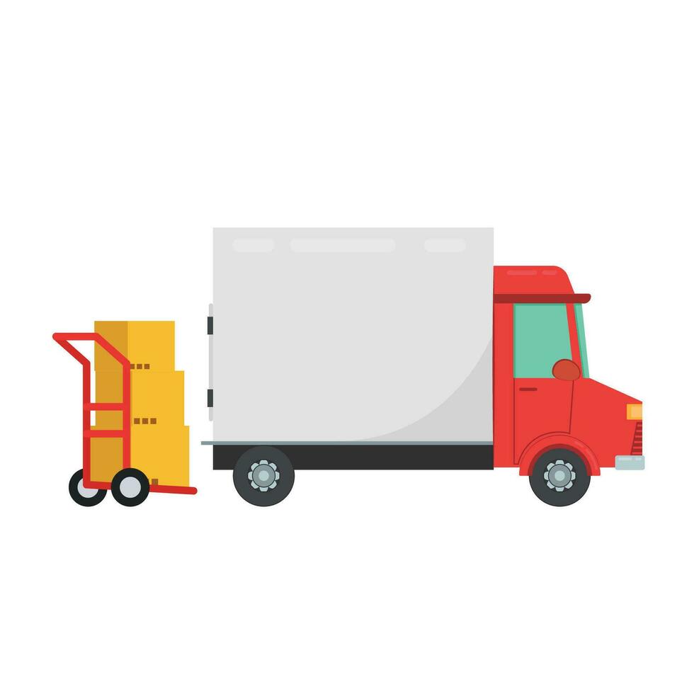 Delivery vehicles. box cartoon vector. free space for text. vector