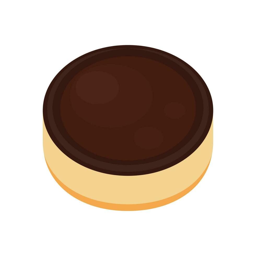 Pudding custard with caramel glaze. flat illustration in cartoon style isolation on a white background. vector