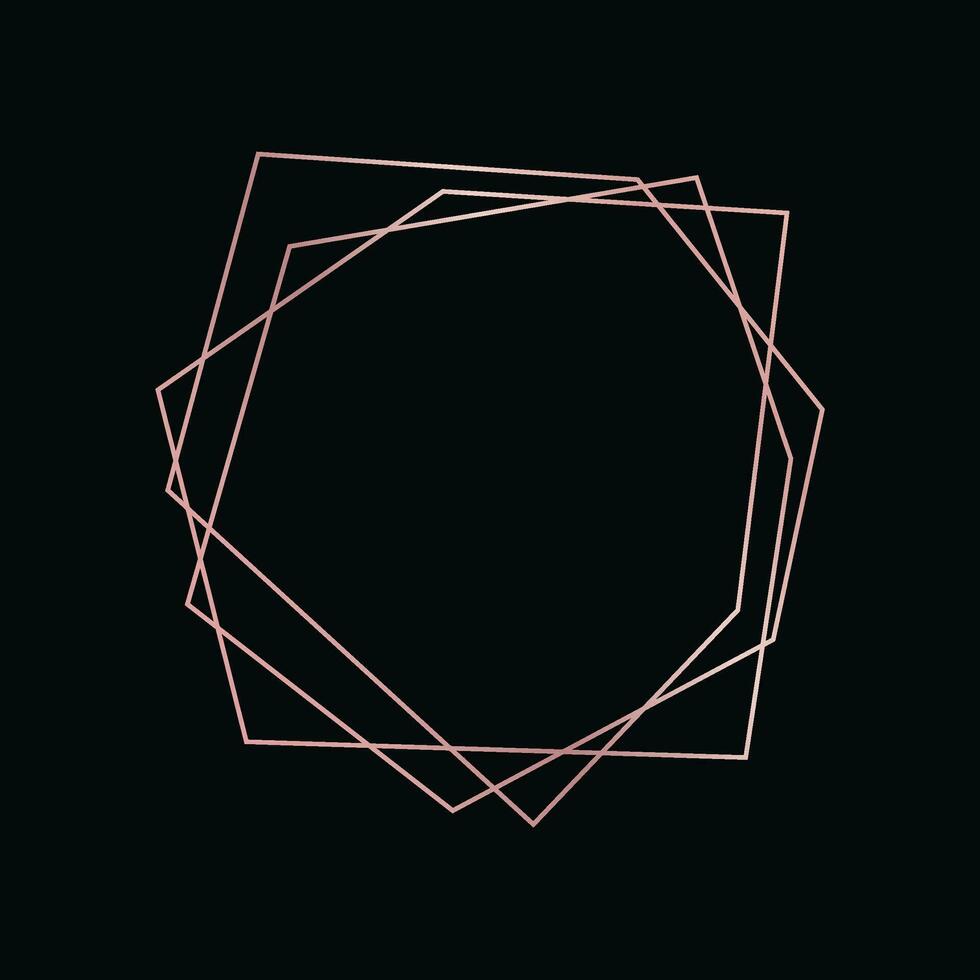 Rose gold geometric polygonal frame vector