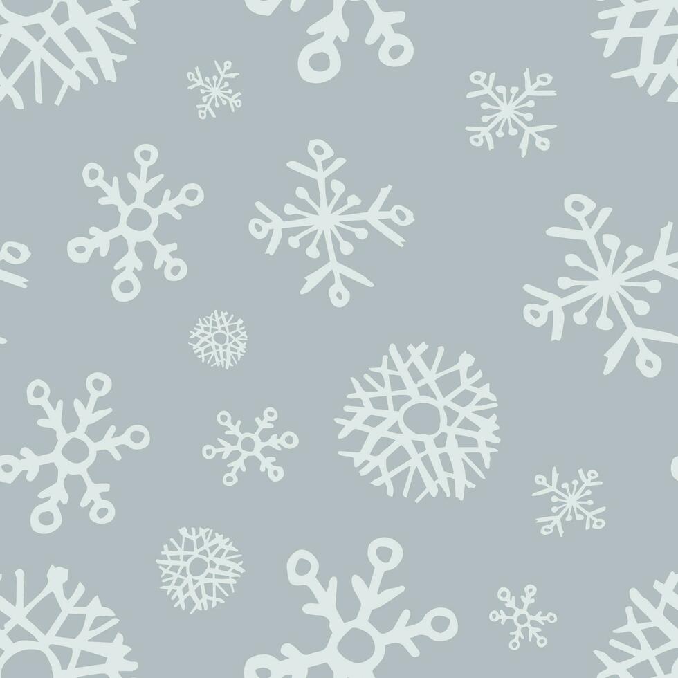 Seamless background of hand drawn snowflakes. Christmas and New Year decoration elements. Vector illustration.