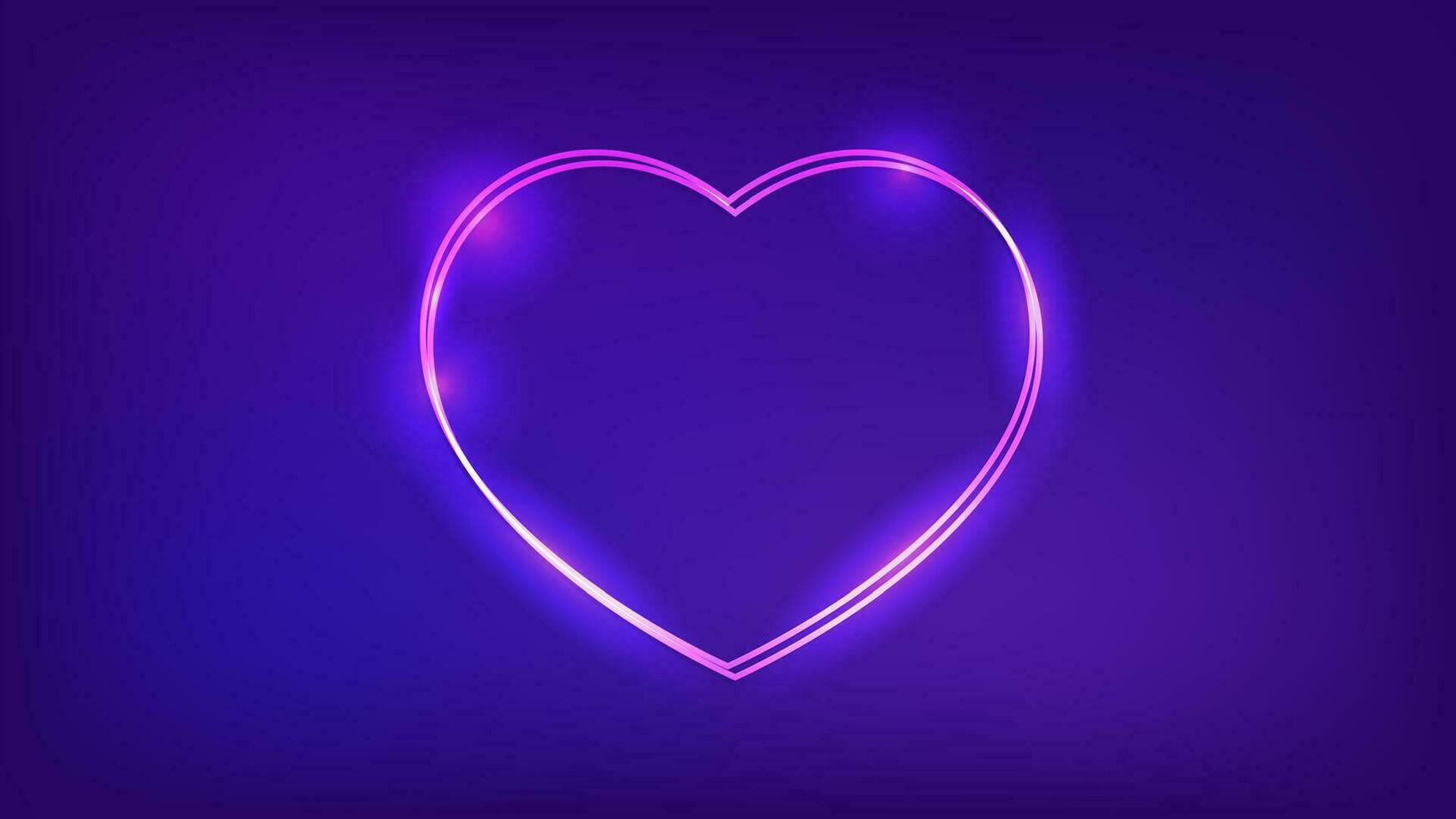 Neon double frame with shining effects vector