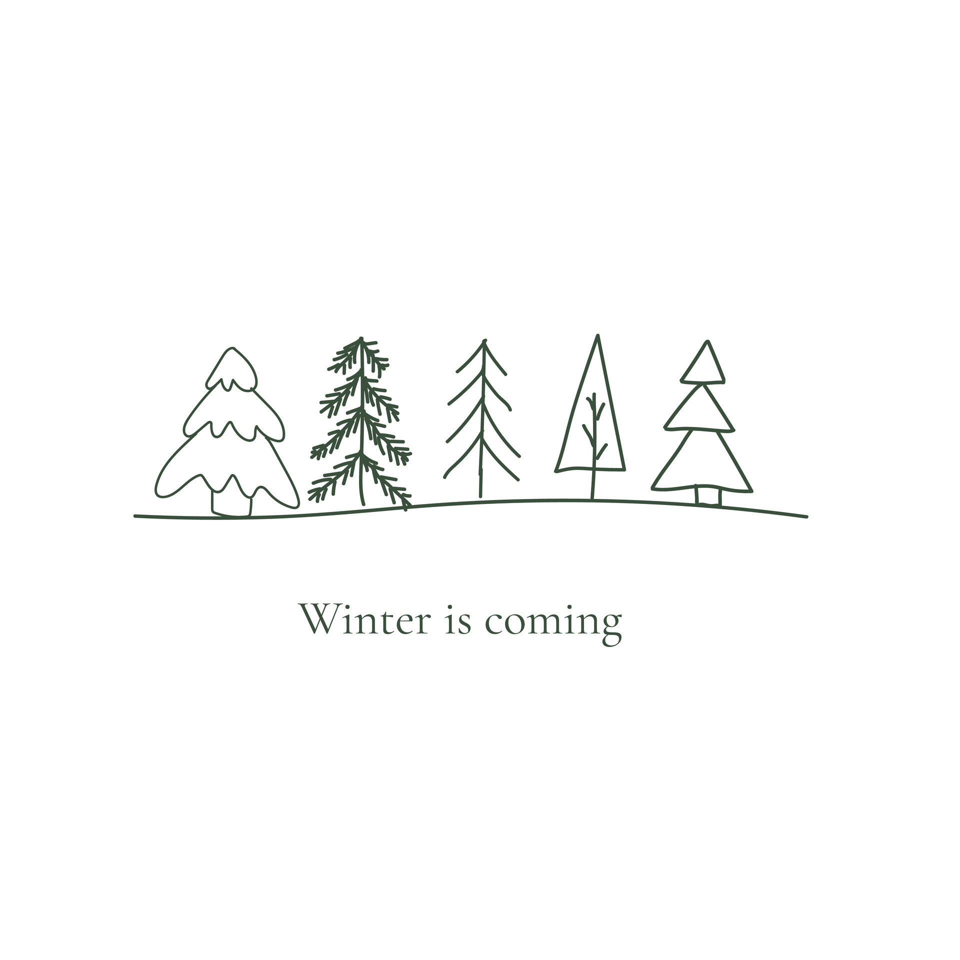 Christmas doodles. Hand-drawn evergreen icons. Season greeting card in