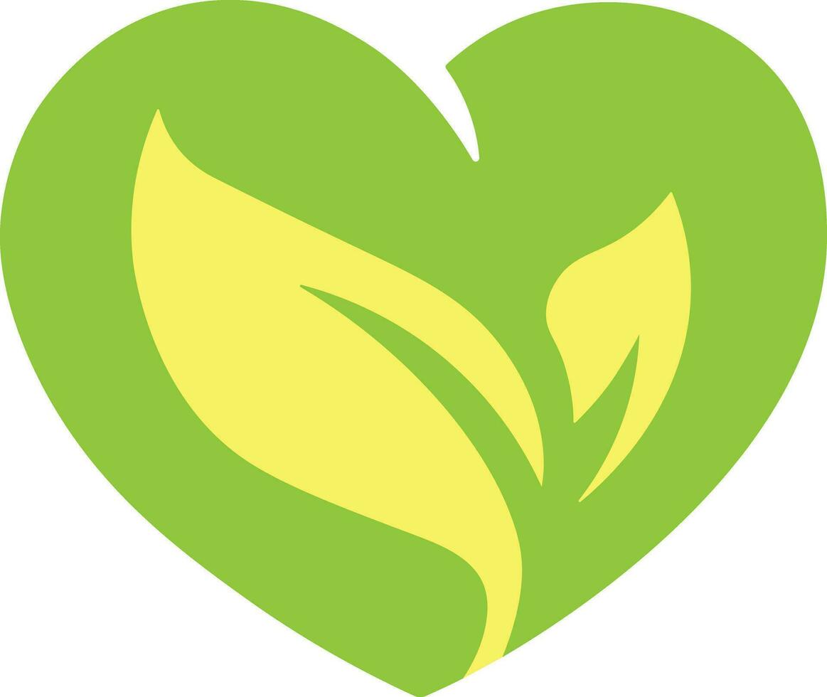 green leaf heart icon vector