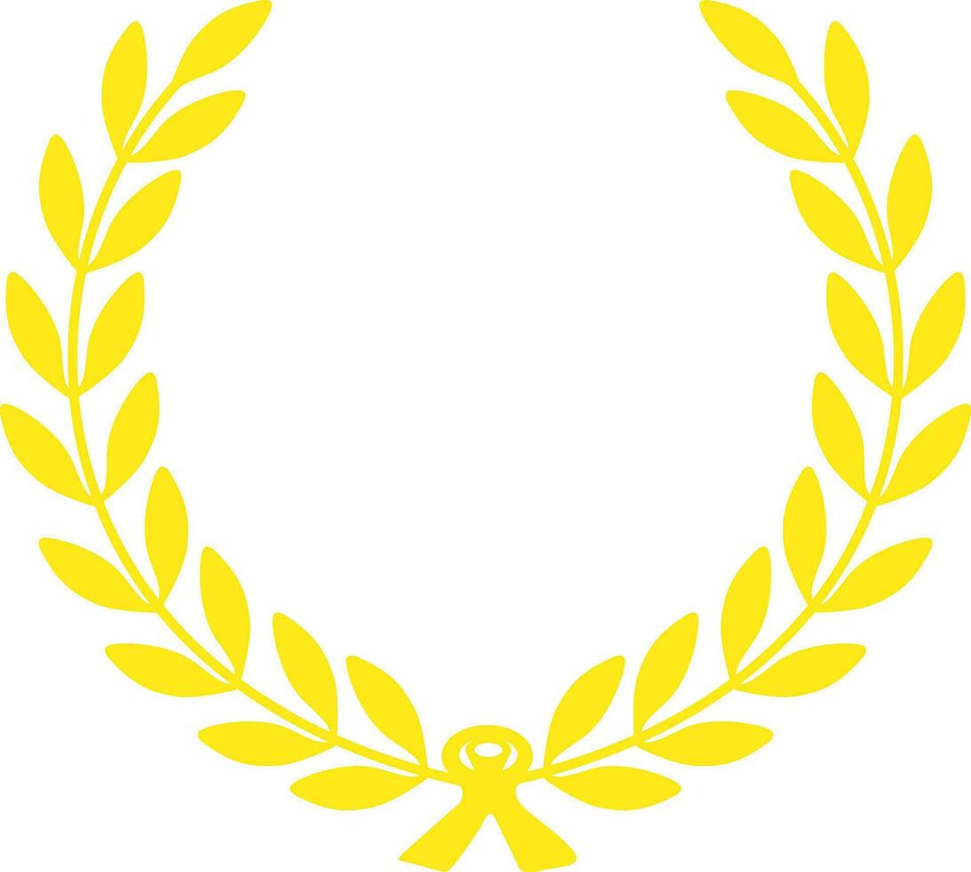 Golden Yellow Leaf Laurel Wreath Decoration Isolated Vector Icon Illustration Vector