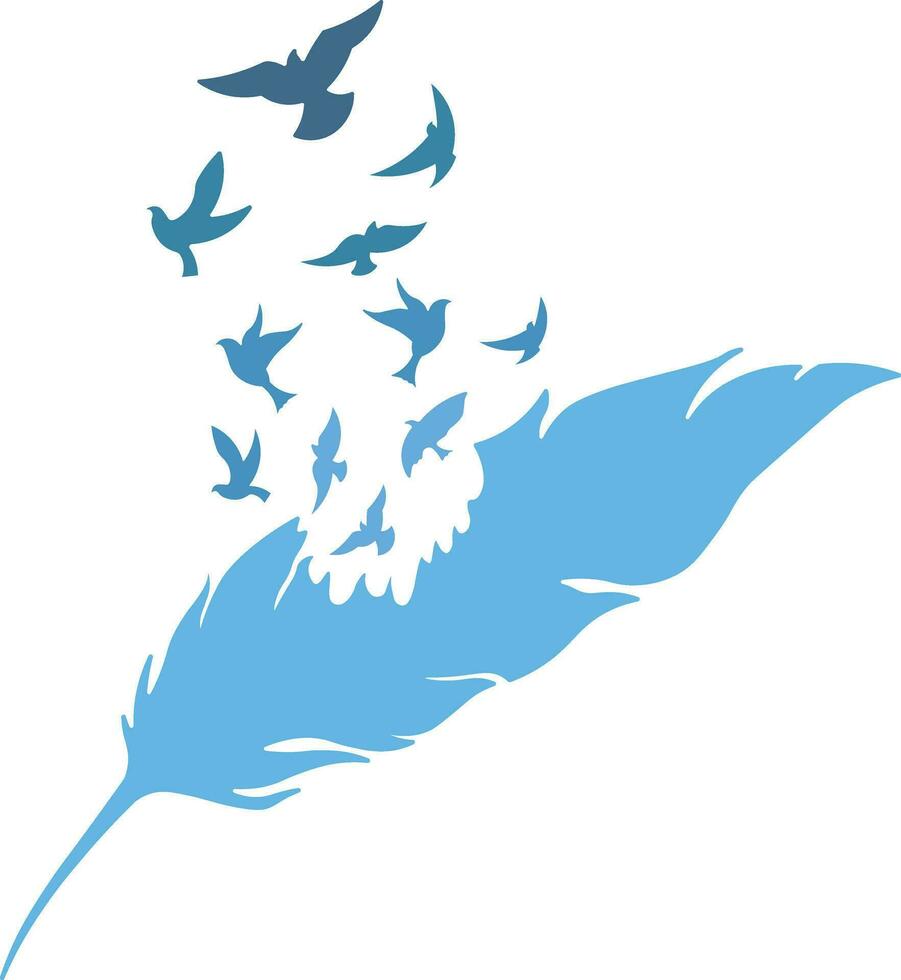 Abstract of Feather With Birds Flying Silhouette vector