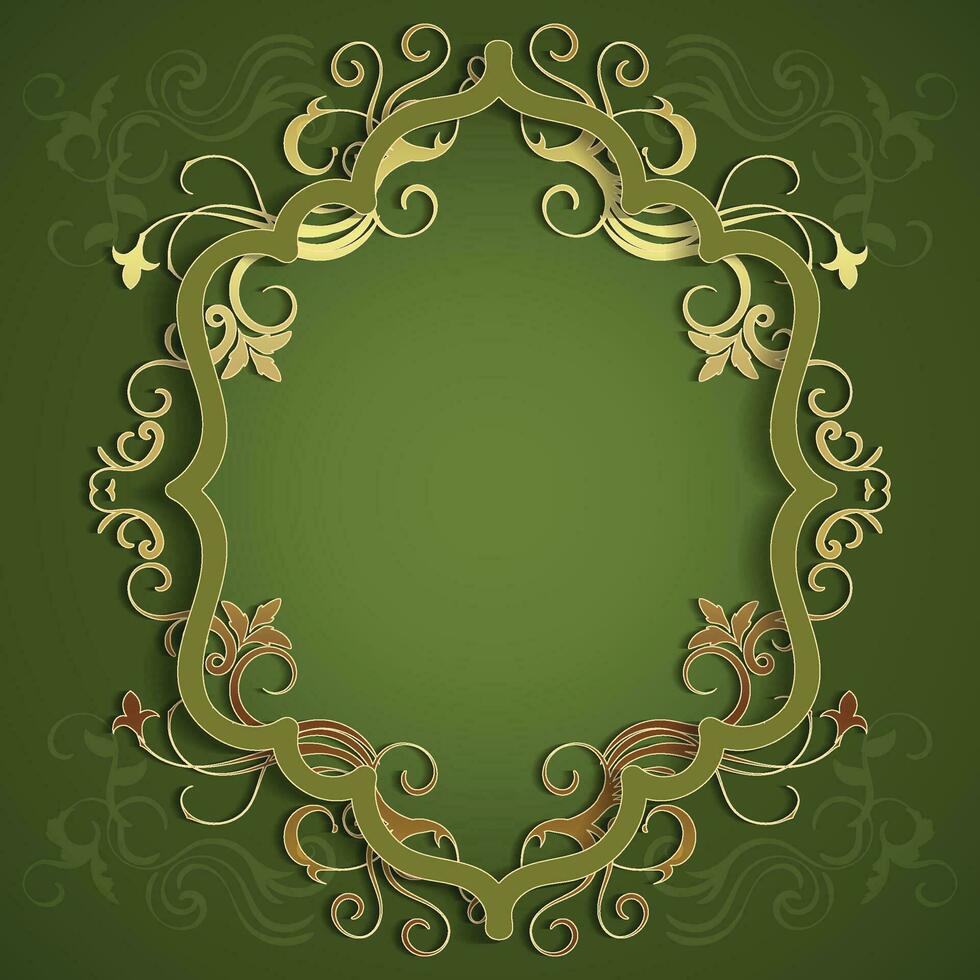 Vintage Floral Frame Border with Green Background vector