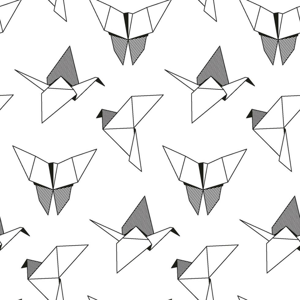 origami línea Arte vector sin costura modelo antecedentes. moderno pasatiempo.