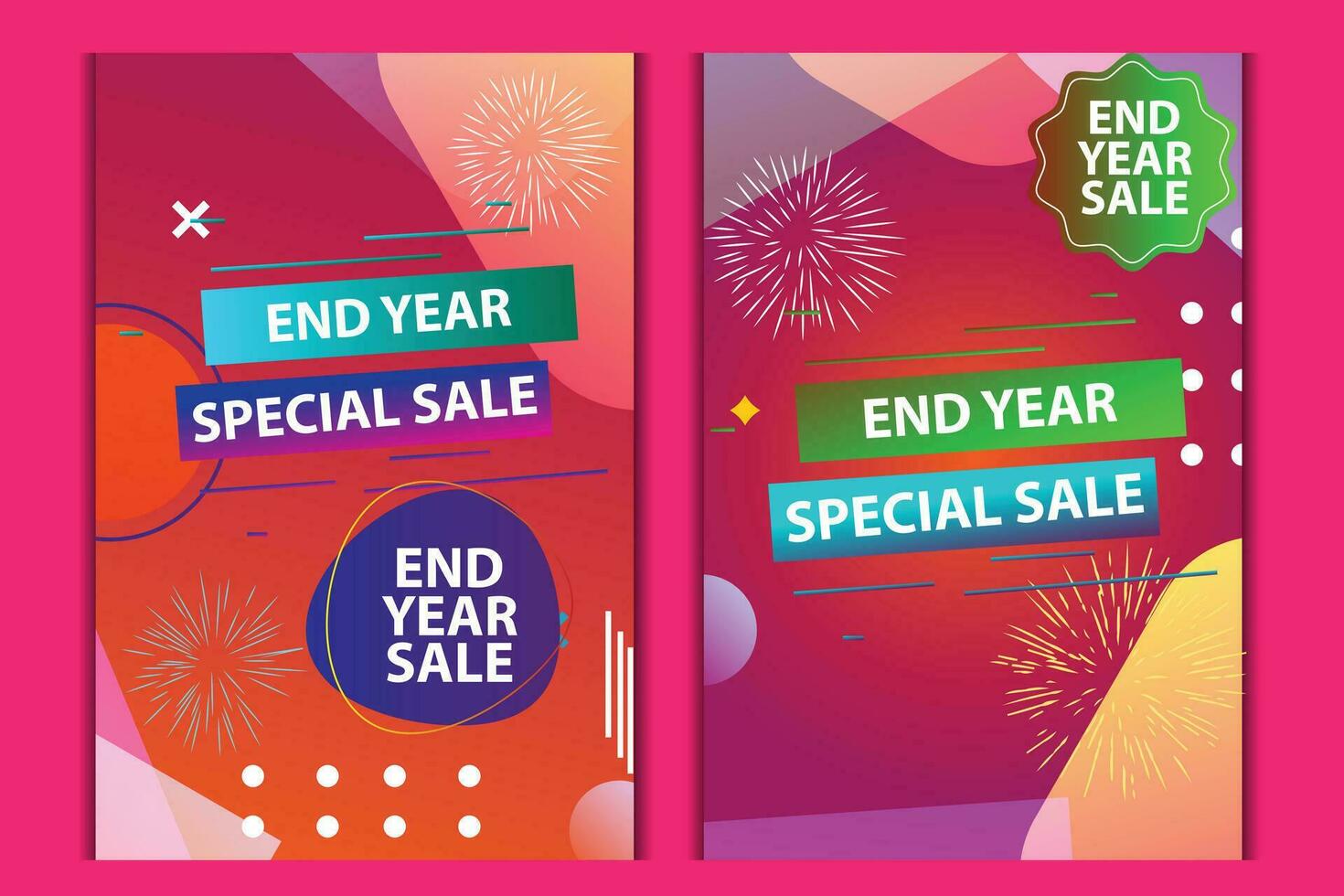 vector set of social media post, story, poster and banner discount mega sale happy new year. new Year celebration. end year sale flyer or story template