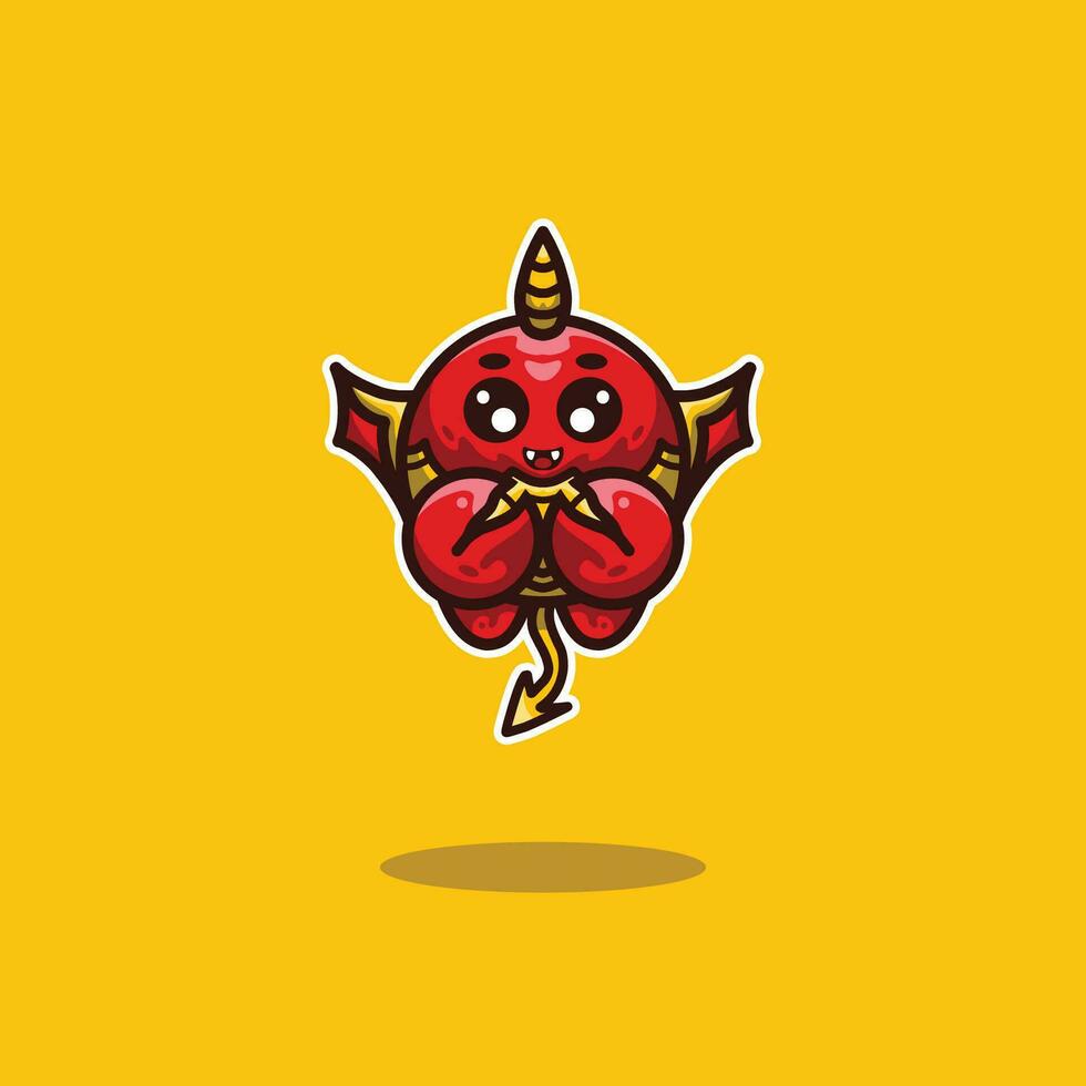 Mini Red Devil Character vector