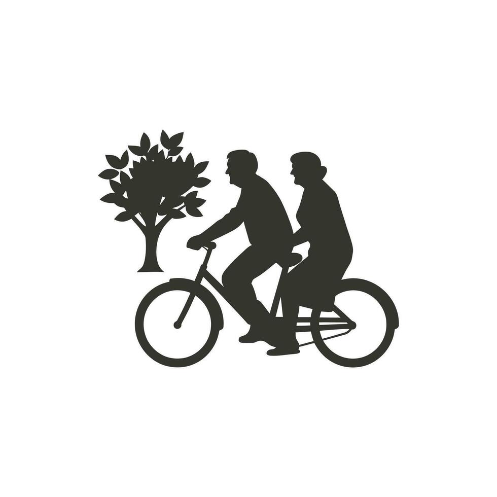 Elderly couple riding bicycle Icon on White Background - Simple Vector Illustration