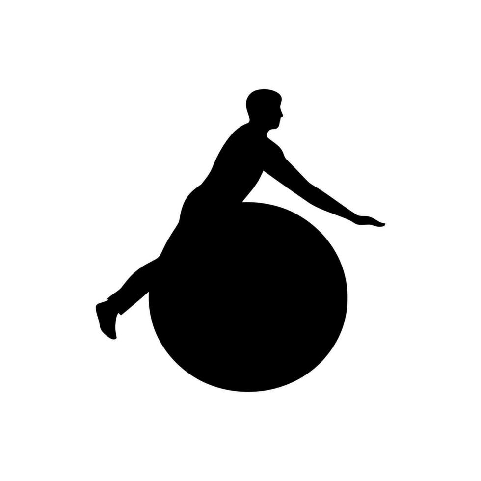 físico terapia ejercicio pelota icono en blanco antecedentes vector