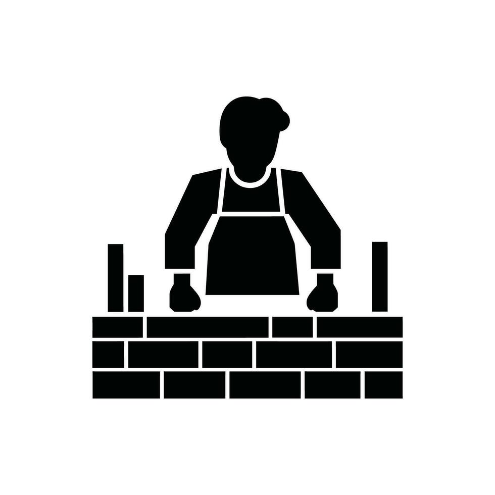 Brickmason Icon on White Background - Simple Vector Illustration