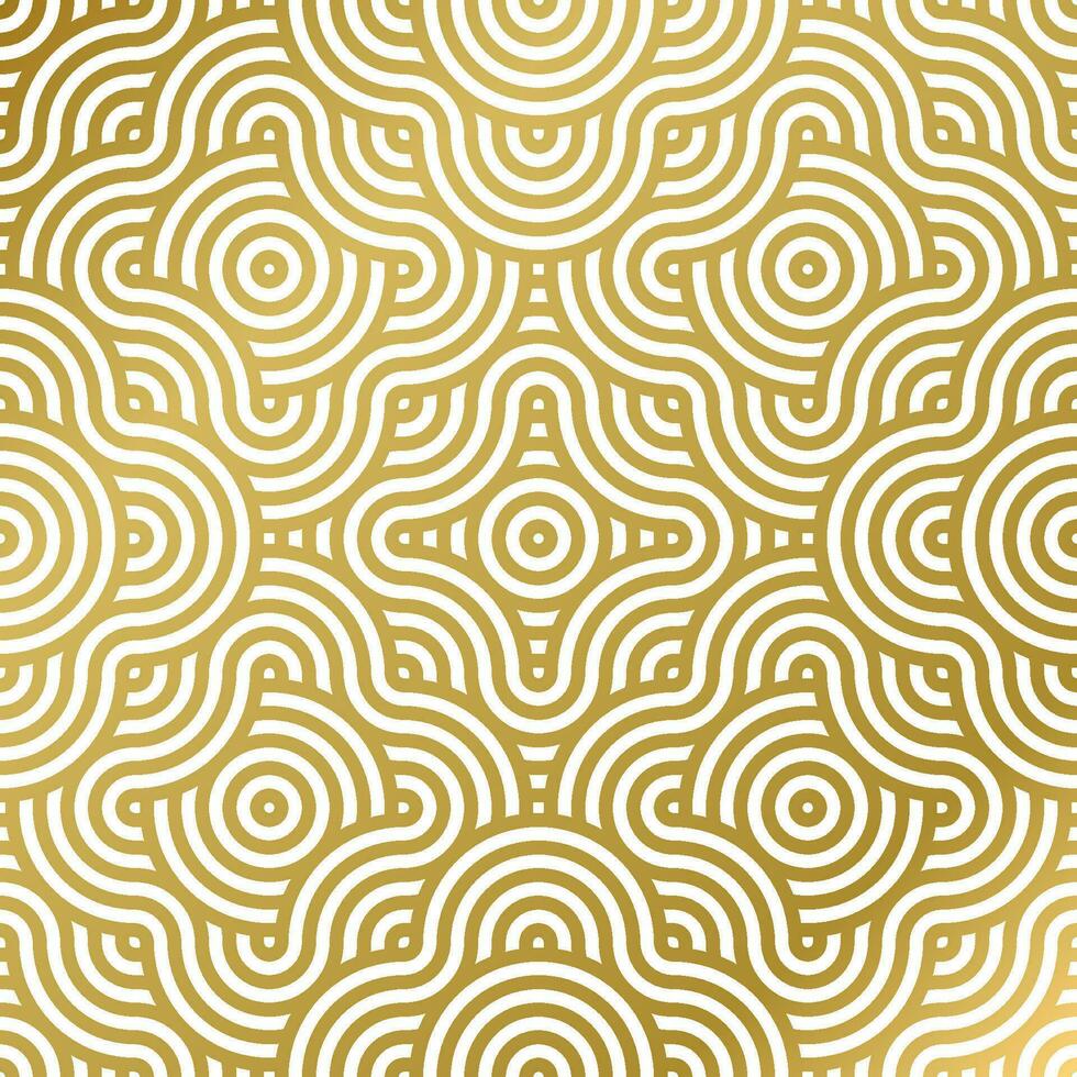 pattern seamless luxury white and gold wave circle line abstract. Geometric line panorama vector design for Christmas background