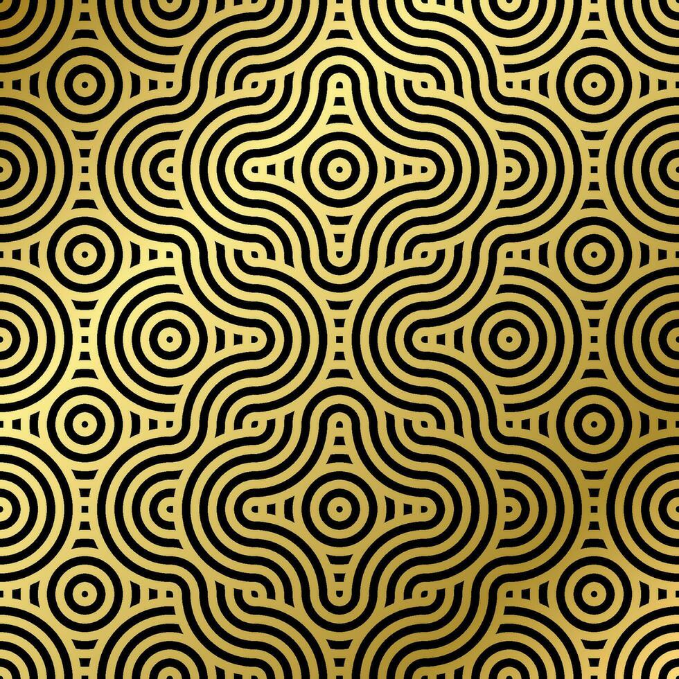 pattern seamless luxury black and gold wave circle line abstract. Geometric line panorama vector design for Christmas background