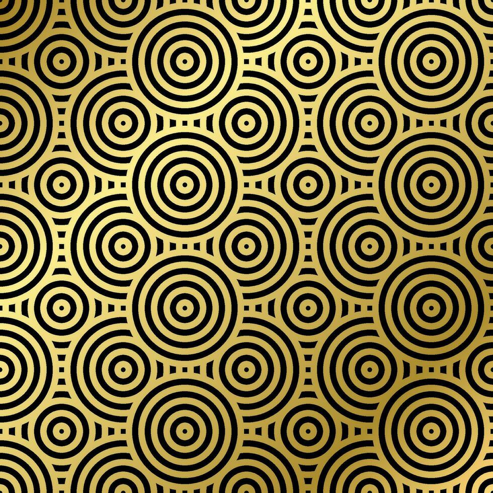 pattern seamless luxury black and gold wave circle line abstract. Geometric line panorama vector design for Christmas background