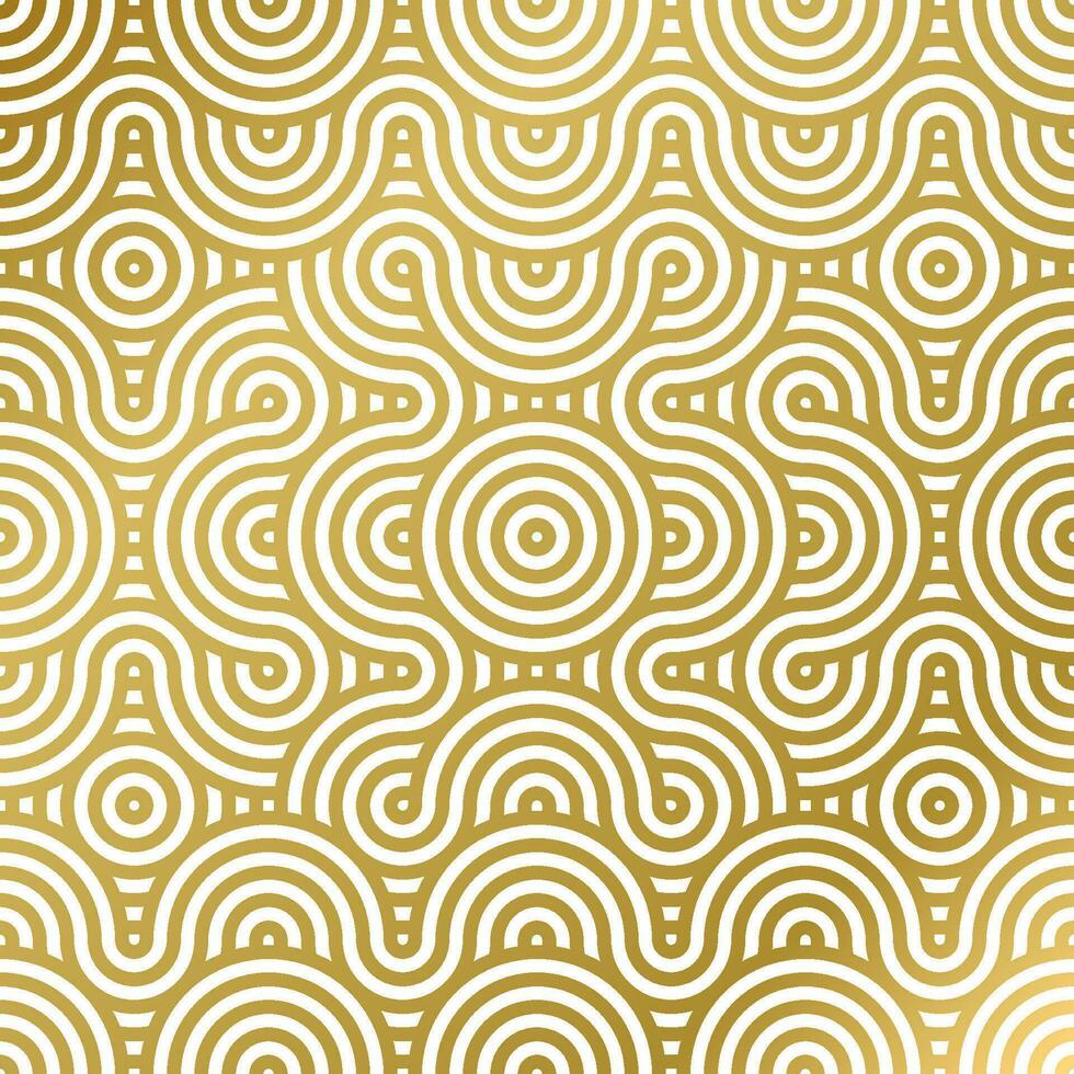 pattern seamless luxury white and gold wave circle line abstract. Geometric line panorama vector design for Christmas background