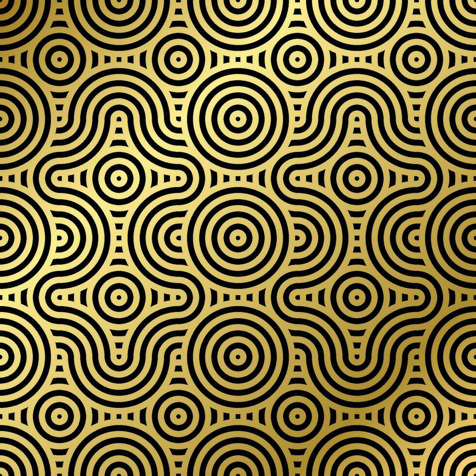 pattern seamless luxury black and gold wave circle line abstract. Geometric line panorama vector design for Christmas background