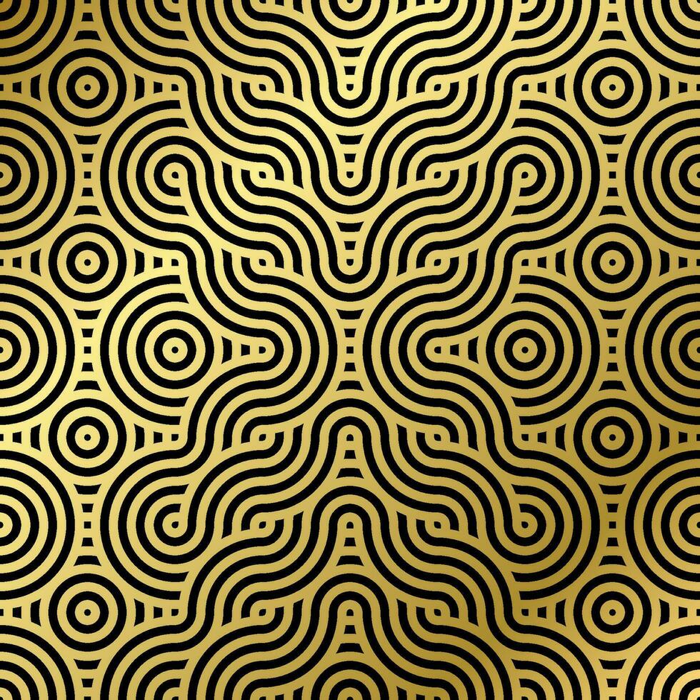 pattern seamless luxury black and gold wave circle line abstract. Geometric line panorama vector design for Christmas background