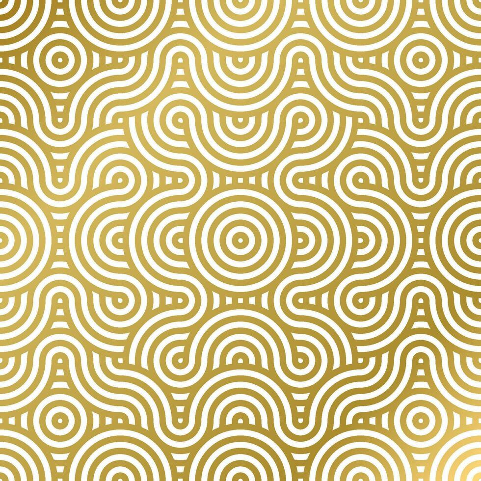 pattern seamless luxury white and gold wave circle line abstract. Geometric line panorama vector design for Christmas background