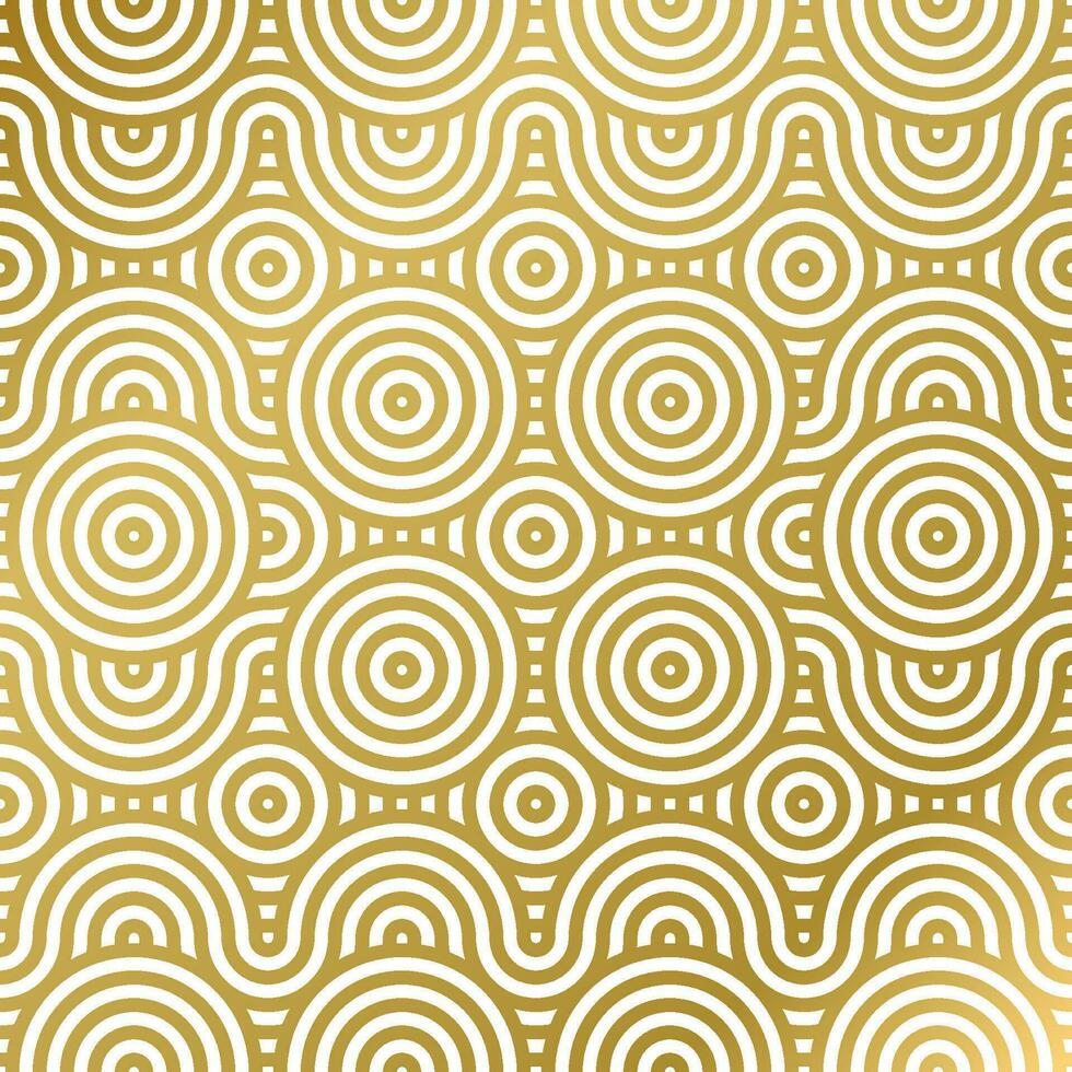 pattern seamless luxury white and gold wave circle line abstract. Geometric line panorama vector design for Christmas background