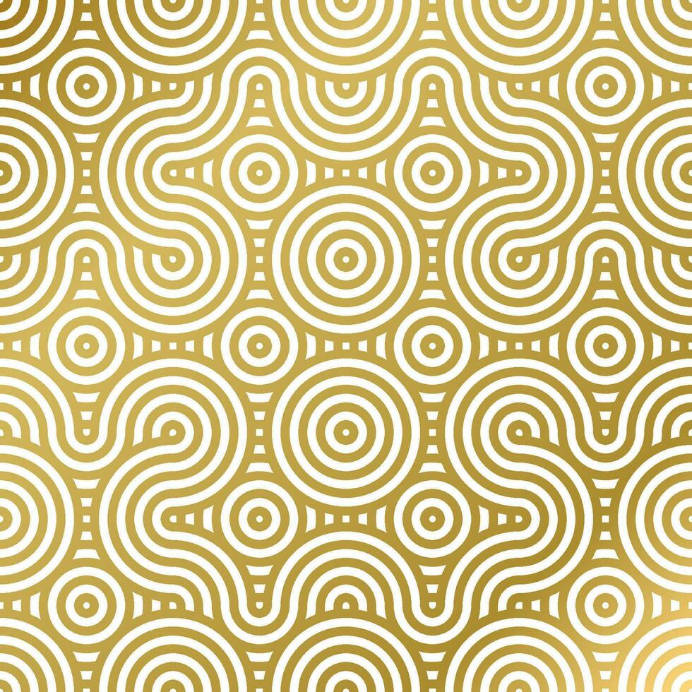 pattern seamless luxury white and gold wave circle line abstract. Geometric line panorama vector design for Christmas background