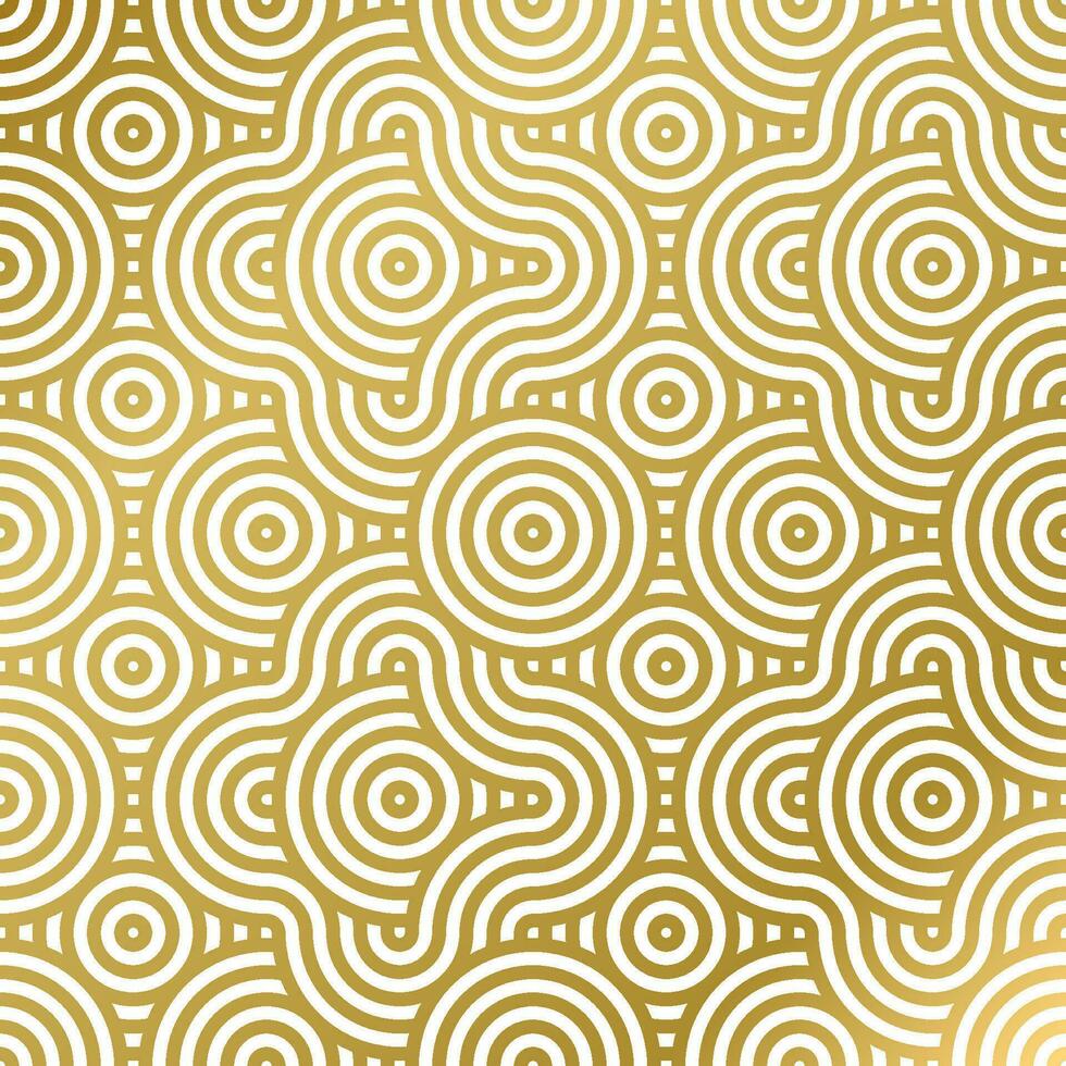 pattern seamless luxury white and gold wave circle line abstract. Geometric line panorama vector design for Christmas background