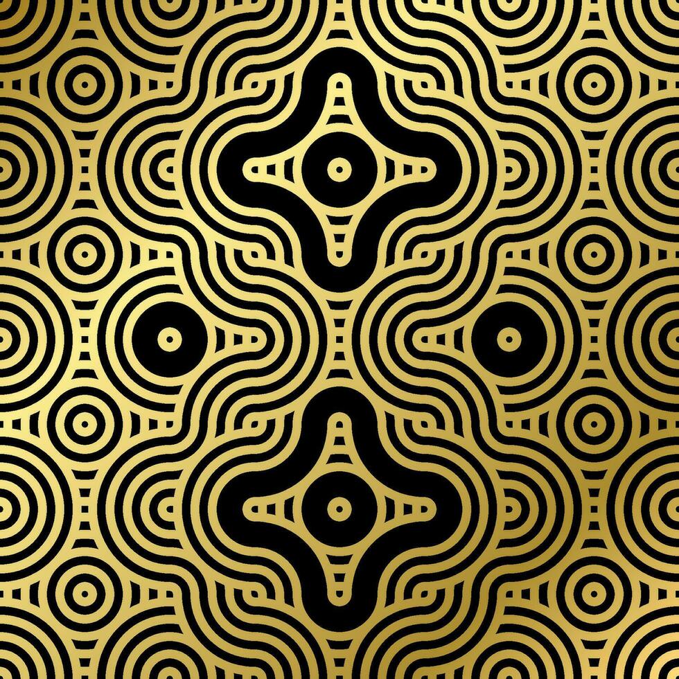 pattern seamless luxury black and gold wave circle line abstract. Geometric line panorama vector design for Christmas background