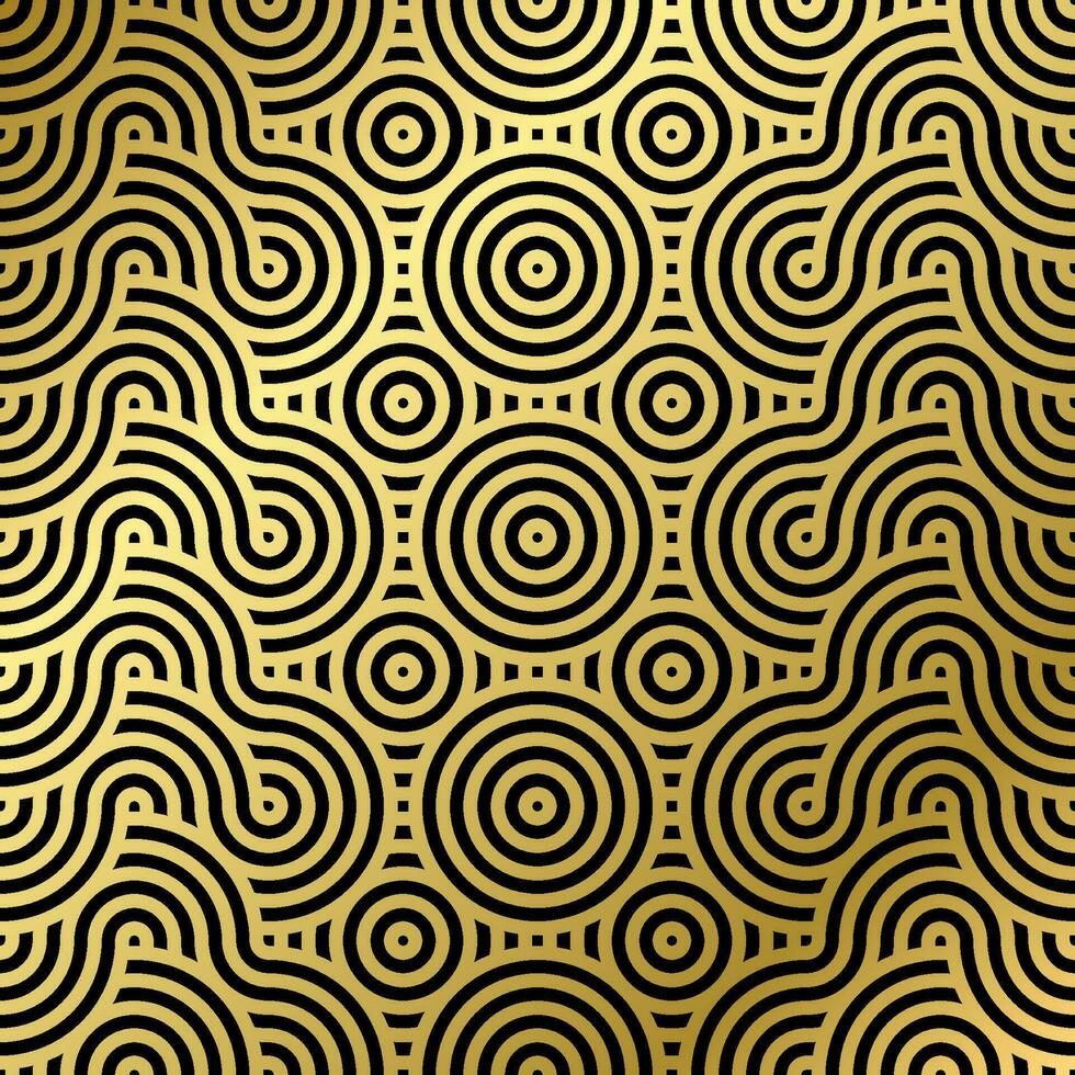 Pattern seamless luxury black and gold wave circle line abstract