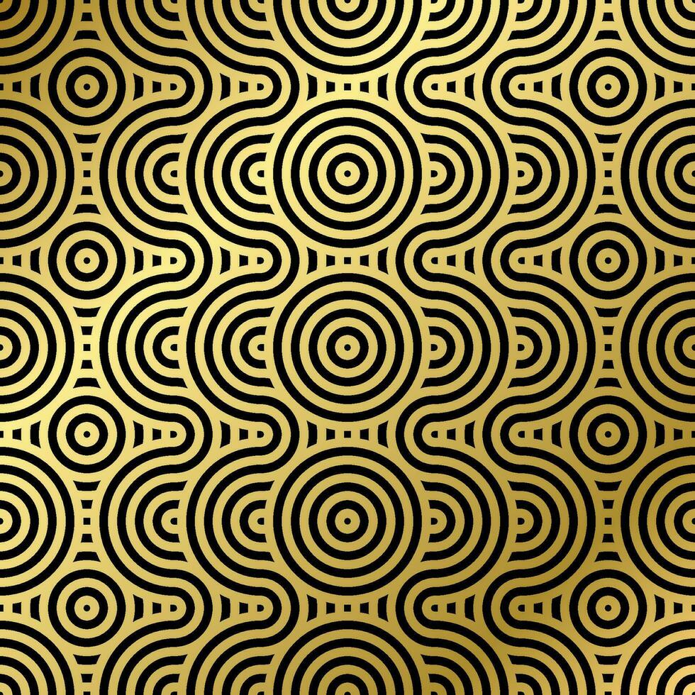 pattern seamless luxury black and gold wave circle line abstract. Geometric line panorama vector design for Christmas background