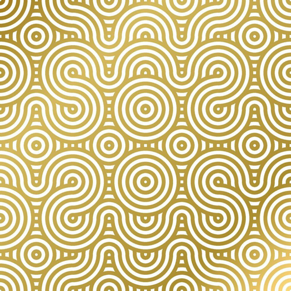 pattern seamless luxury white and gold wave circle line abstract. Geometric line panorama vector design for Christmas background