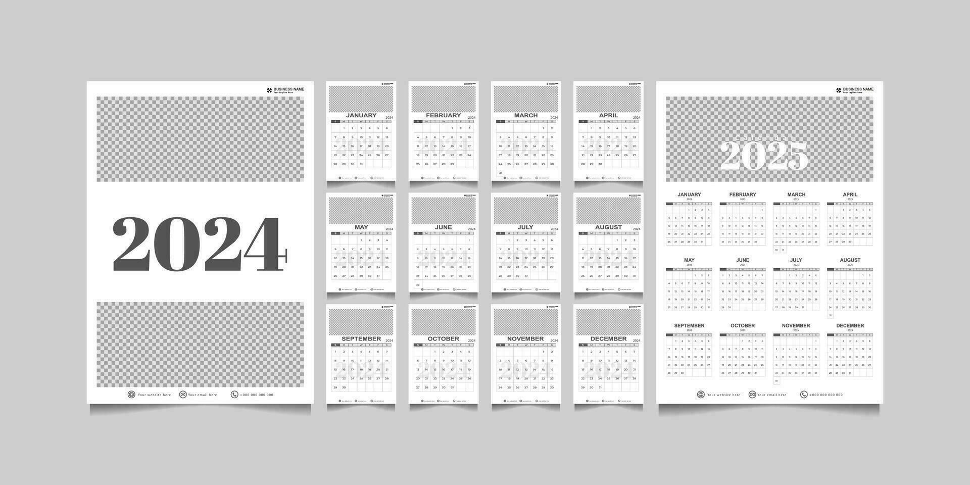 calendar 2024 and 2025 template vector