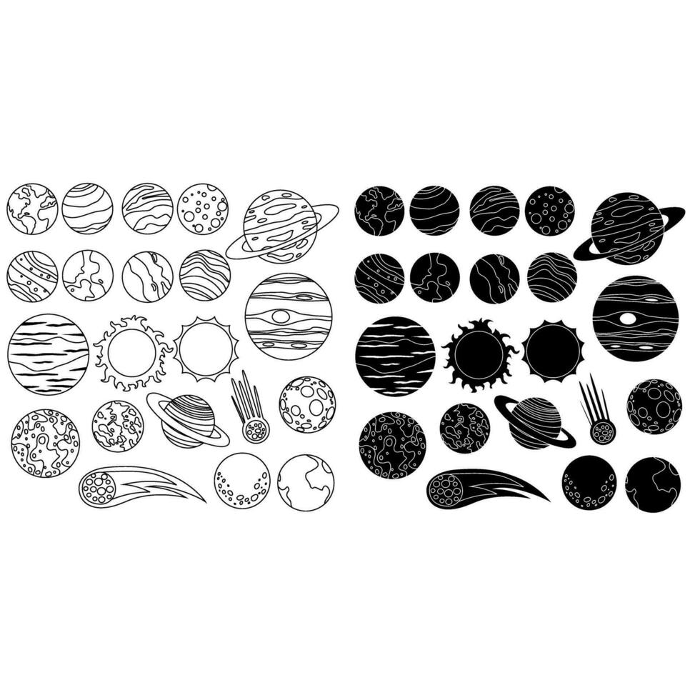 Planet icon vector set. astronomy illustration sign collection. space symbol. science logo.