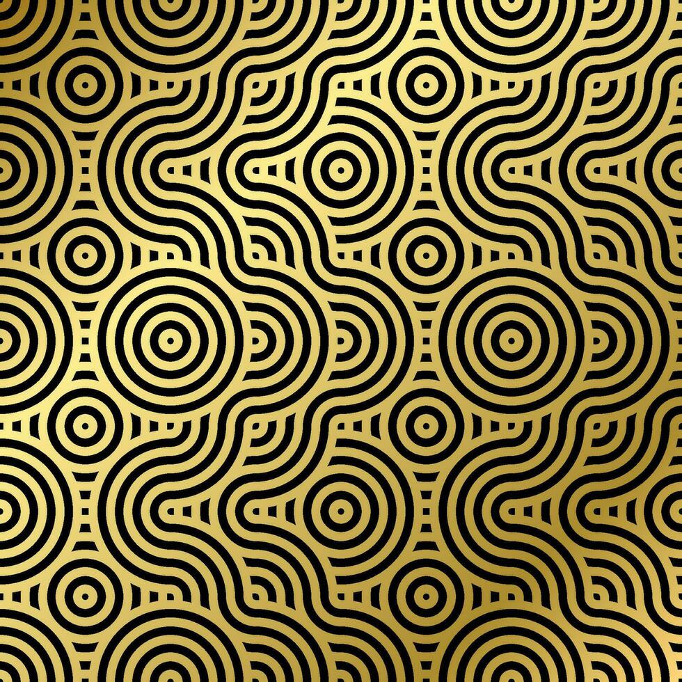 pattern seamless luxury black and gold wave circle line abstract. Geometric line panorama vector design for Christmas background
