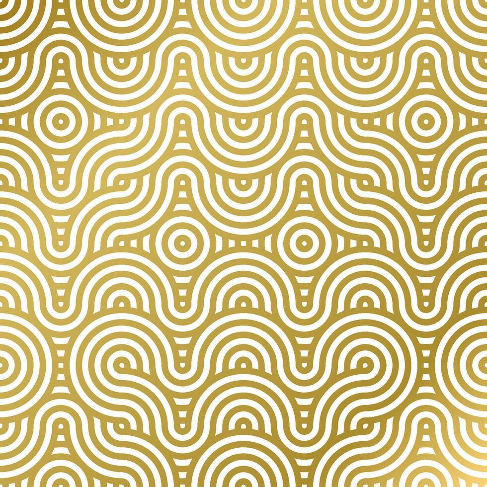pattern seamless luxury white and gold wave circle line abstract. Geometric line panorama vector design for Christmas background