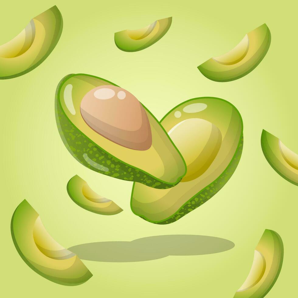 vector fresh green avocados fruit vegetable isolated illustration