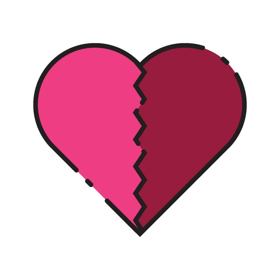 broken heart icon valentine's day vector