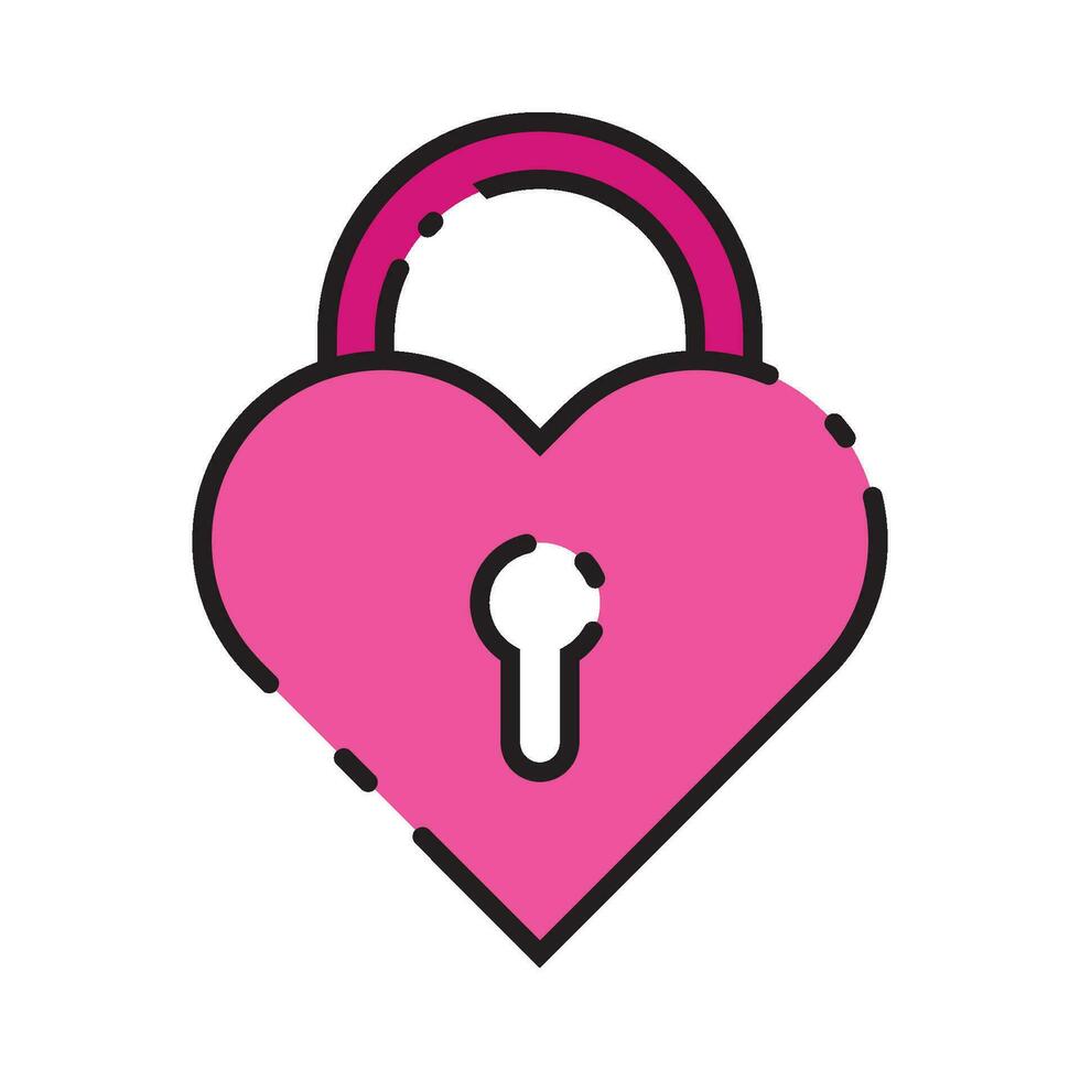 valentine's day heart lock icon vector