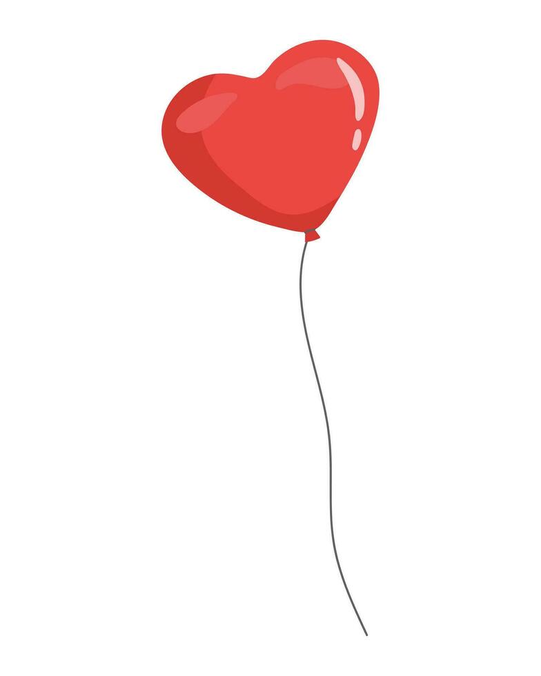 Red balloon in the shape of a heart on white background. Happy Valentine's Day. vector