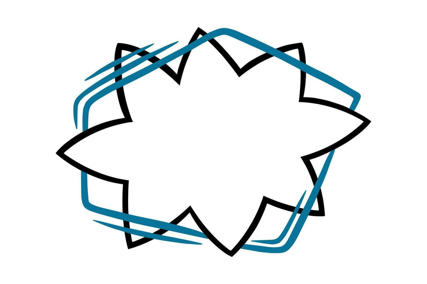 estrella habla burbuja con azul líneas. contorno habla caja aislado en blanco antecedentes. vector ilustración