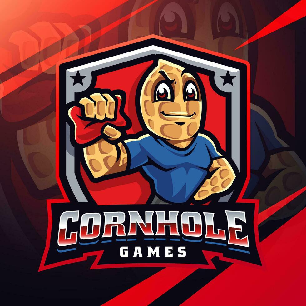 cornhole juegos deporte mascota logo diseño vector