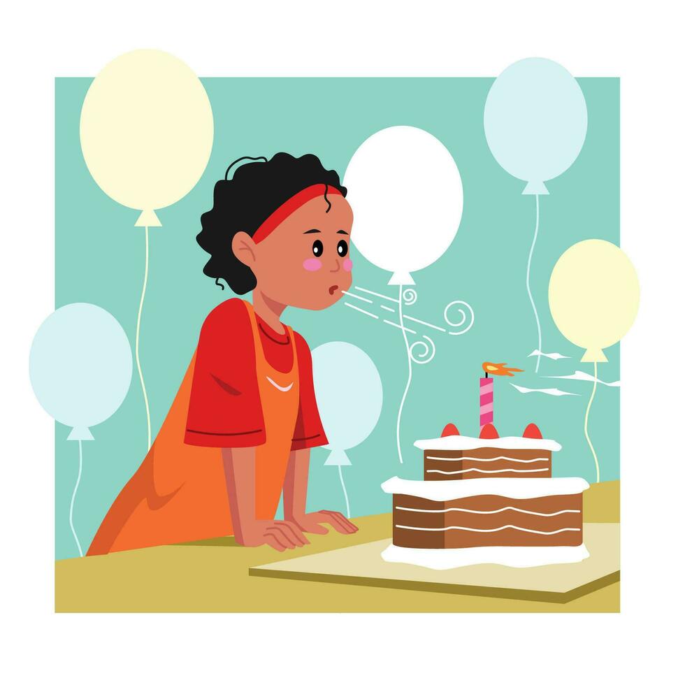 niña es celebrando un cumpleaños 3 vector