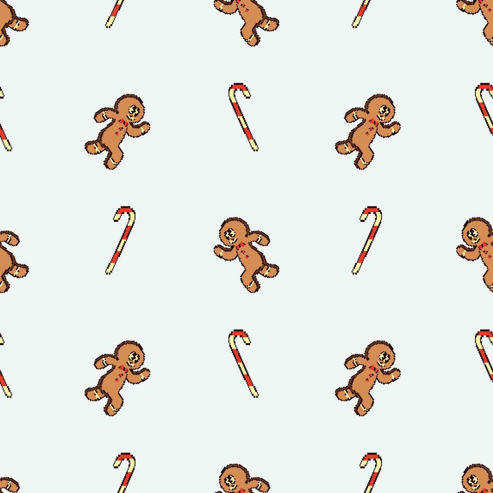 pixel art of cartoon gingerbread character vector