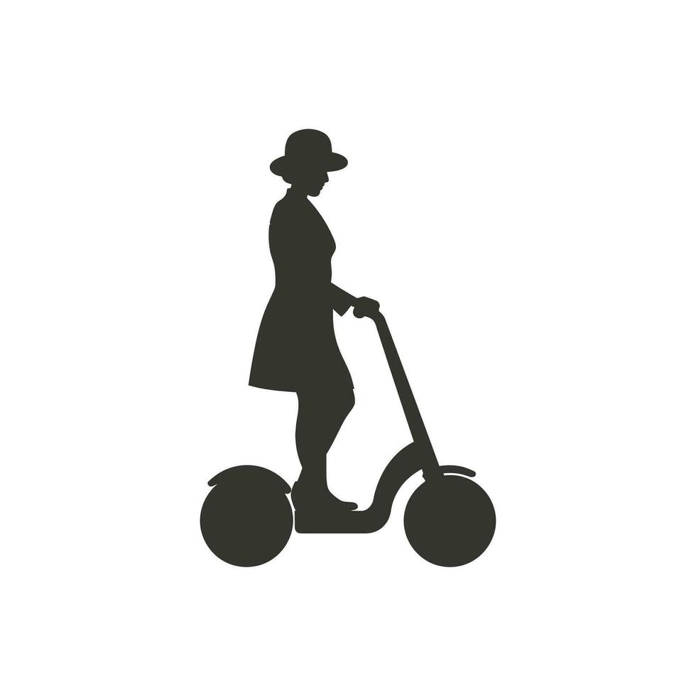 dama en un segway icono en blanco antecedentes - sencillo vector ilustración
