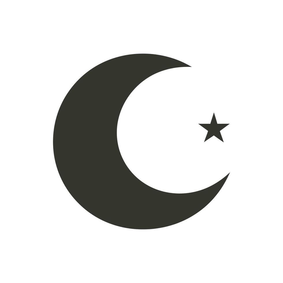 Crescent moon and star icon - Simple Vector Illustration